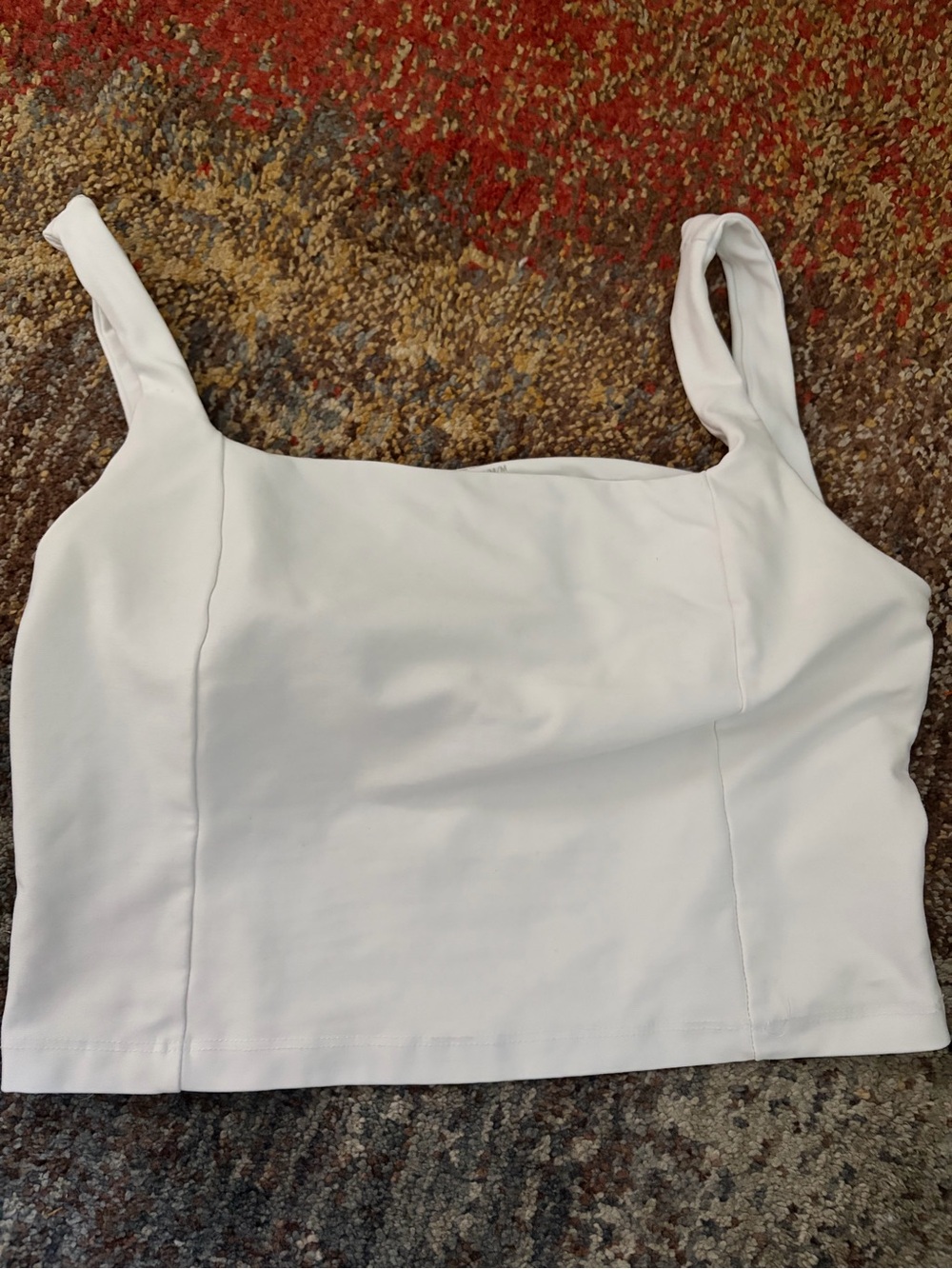 Beyond Yoga White Square Crop Tank with Wide Straps